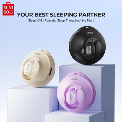 Christmas MINISO Sleep Wireless Earphone, In-Ear Design Noise Cancelling Earphone with Charging Case, Bluetooth-Compatible Earbuds for Sleeping, Working, Sports