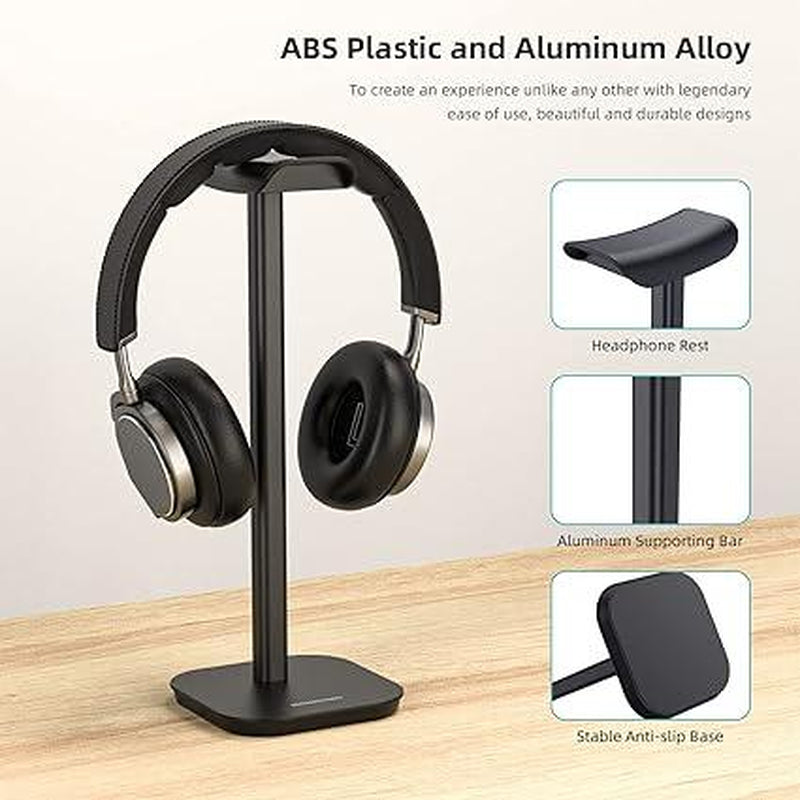 Headphone Stand - Desktop Holder for Airpods Max, Beats, Sony & More (Black) Accessories Aluminum Headset