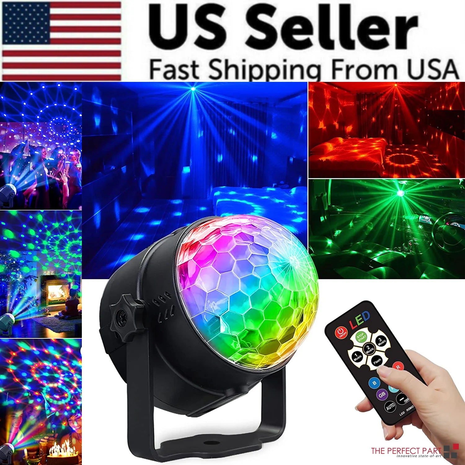 Disco Party Lights Strobe LED DJ Ball Sound Activated Bulb Dance Lamp Decoration