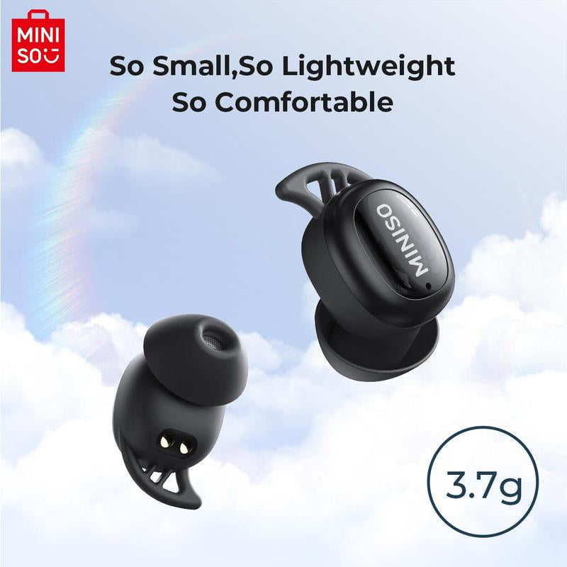 Christmas MINISO Sleep Wireless Earphone, In-Ear Design Noise Cancelling Earphone with Charging Case, Bluetooth-Compatible Earbuds for Sleeping, Working, Sports