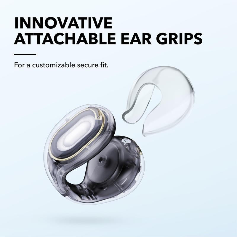 Soundcore C30I by Anker, Open-Ear Earbuds, Clip-On Headphones, Lightweight Comfort, Stable Fit, Firm-Shell Design, Attachable Ear Grips, Big Drivers for Vibrant Sound, 30H Play, IPX4 Water-Resistant(2-Pack,Black and White,Free Smarttrack Link)