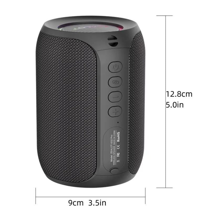 ZEALOT Portable Wireless Bluetooth-Compatible Speaker, 15W Stereo Sound System Speaker with RGB Dynamic Lighting Effect, Waterproof Splashes Resistant Wireless Speaker for Home Outdoor Camping, Portable Speaker