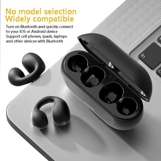 Wireless Ear Clip Headphone, 1 Count Mini Open Ear Headphones Wireless Bluetooth-Compatible for Gym Running Sports Workout Cyclin