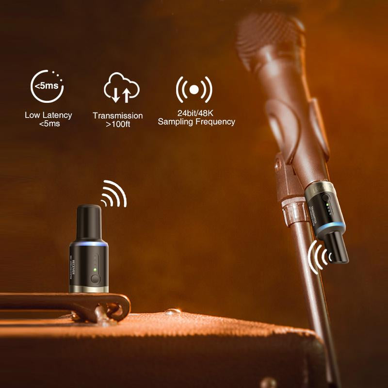 LEKATO MW-1 Plug-On XLR Wireless Microphone Transmitter Receiver Kit,5.8Ghz PRO Microphone Wireless System Set,For Dynamic Microphone,Audio Mixer,Dslr Camera,Pa System,Tiktok Media Anchor Livestream Record,Singer Music Player Song Writer Christmas Gift