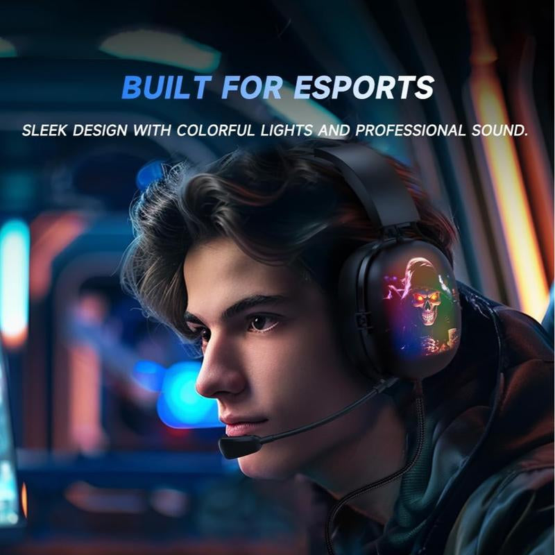 ZSL USB Gaming Headset - 7.1 Surround Sound, Noise-Canceling Mic, RGB Lighting, 50Mm Drivers, Compatible with PC, PS4/PS5, Mac, Laptop (Black) Audio Headphone