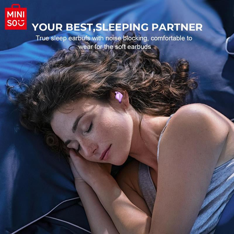 Christmas MINISO Sleep Wireless Earphone, In-Ear Design Noise Cancelling Earphone with Charging Case, Bluetooth-Compatible Earbuds for Sleeping, Working, Sports