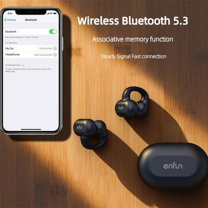 Enfun Open Ear Earbuds,Wireless Bluetooth 5.4 Headphone, Long Playtime, Clip-On Earphone with IPX5 Waterproof for Fitness, Running and Outworks Earbuds Free Clip