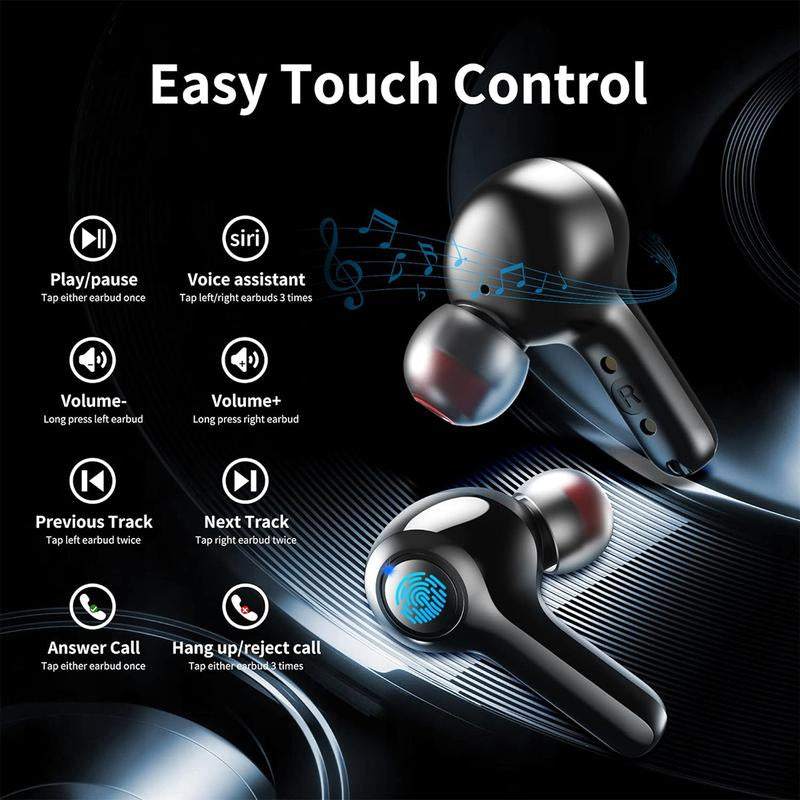 TWS Bluetooth Earbuds with Microphone, HD Calling, Touch Control, Heavy Bass, for Ios and Android, USB Charging, Portable Noise Cancellation Mobile Audio