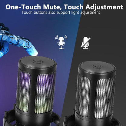 USB Microphones for Fall, USB Gaming Mic with Anti-Vibration Mount, Mini Mic with RGB Light & Pop Filter, Plug & Play Noise Cancellation Condenser Mic for Streaming & Podcasting, Condenser Microphone, Streaming Microphone, Podcast Microphone