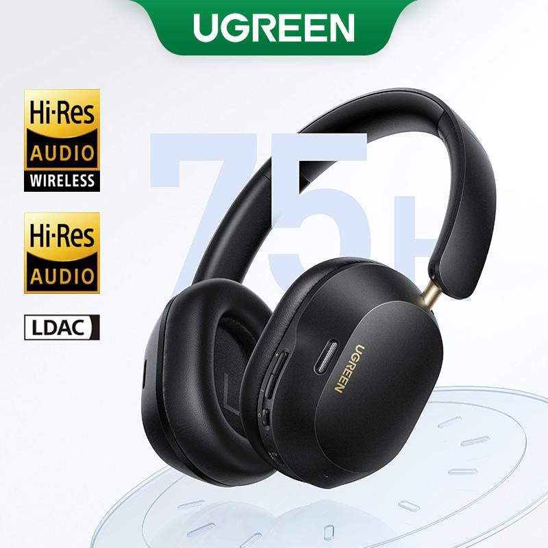 UGREEN Wireless Bluetooth 5.4 Headphone, Hi-Res Certified Noise Cancellation Headset with 3D Spatial Audio, 75 Hours Long Battery Life, Foldable Headphone, Computer Gaming Electronic Earbud